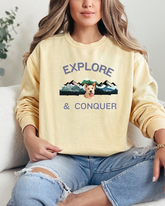 Exploring & Conquer Carolina dog sweatshirt, dingo hiking shirt Dingo, mom birthday gift, Carolina dog lover gift, new Carolina dog mom gift