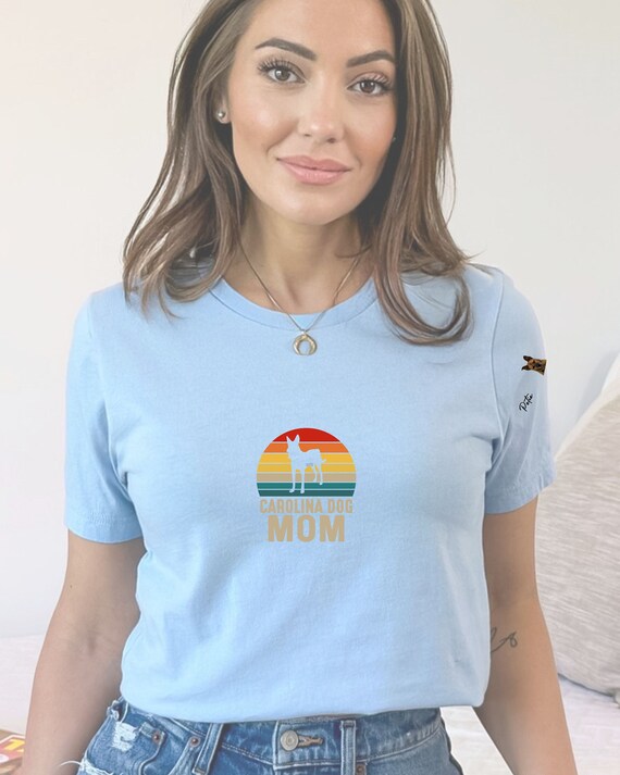 Carolina dog mom customize t-shirt with name and photo on sleeve. Gift for dog mom. birthday.Christmas, dog lover