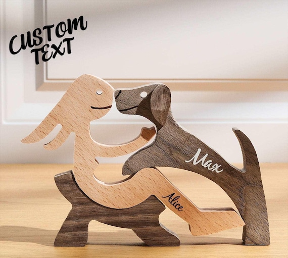 Custom Name man/woman puppy/dog Wooden Pet Carving Blocks Decor Gifts for Pet Lover,dog mom,dog dad,puppy mom,puppy dad, gift for him/her