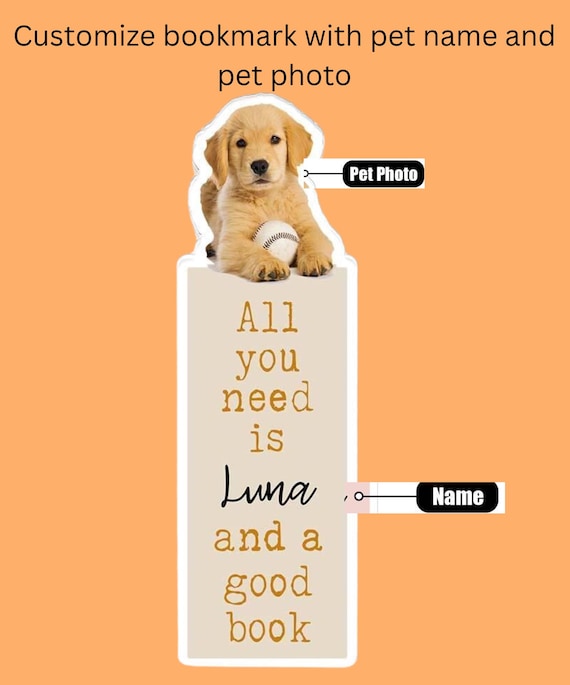 Cherish your pet with a personalized acrylic bookmark featuring their photo and name. A perfect keepsake for Dog owner and book lovers