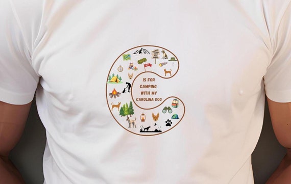 C is for Camping with My Carolina Dog T-Shirt | Camping T-Shirt | Outdoor Adventure Tee | Nature Lover Shirt | Campfire Apparel | Dog