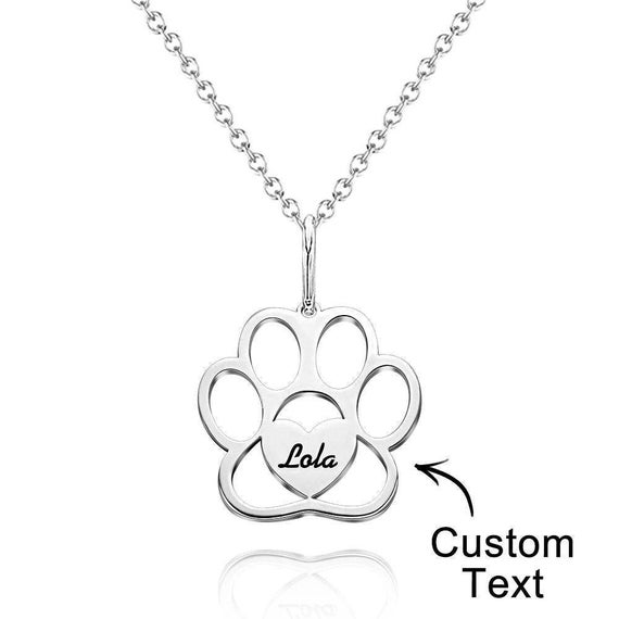 Personalized Paw Necklace with Name Dog Paw Necklace  pet mom necklace personalized dog necklace