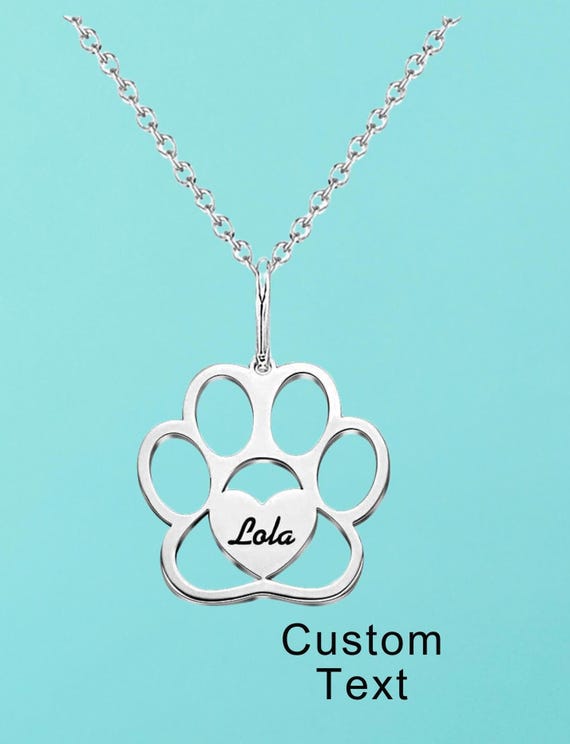 Personalized Paw Necklace with Name, Dog Paw Necklace,Dog mom gift, valentines, Birthday, Christmas gift, dog owner gift, fur mammagift