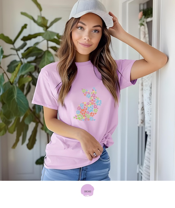 Easter Bunny made from  Colorful Paw Prints T-Shirt, Easter Gift, Unisex Tee, Dog Lover Apparel,Dog owner gift