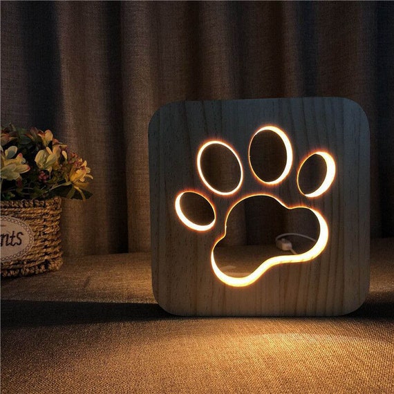 Paw print acrylic night light for birthday gift or dog lover gift dad Mom her birthday