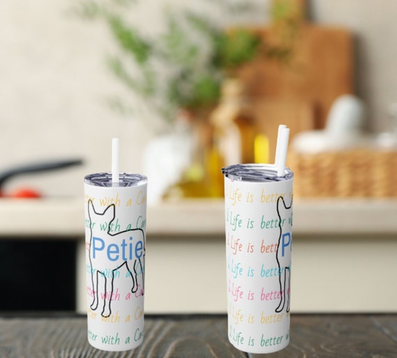 Personalized with dog name Life is better with a Carolina dog Skinny Tumbler with Straw, 20oz, gift for dog mom, travel mug, dog owner