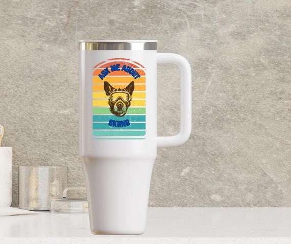 Carolina dog skiing Tumbler. Stanley tumbler carolina dog saying asked me about skiing