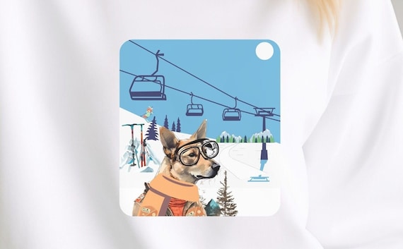 Carolina dog Ski Patrol Sweatshirt: Skiing fun with Carolina Dog Charm, for skiers and Carolina dog lovers