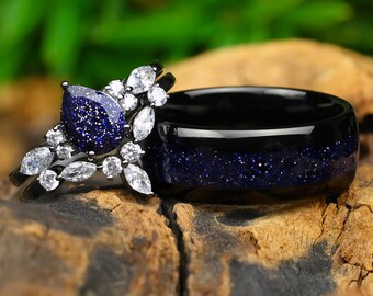 Great Rift Nebula Couple Ring Set, His and Hers Wedding Bands, Outer Space Nebula Couple Rings, Gift For Him, Ring for Couples, Comfort Fit
