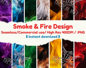 Commercial use, Smoke and Fire High-Resolution 400dpi Colorful .PNG Patterns