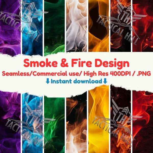 Commercial use, Smoke and Fire High-Resolution 400dpi Colorful .PNG Patterns