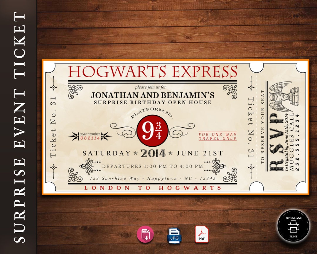 Editable Wizard Train Ticket Invitation Printable Birthday - Etsy