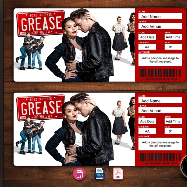 Grease Ticket Etsy