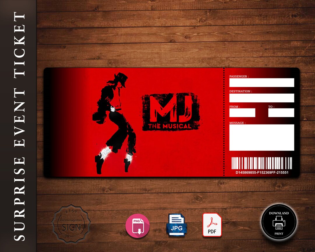 MJ Broadway Surprise Ticket, MJ the Musical Collectible Theater Ticket