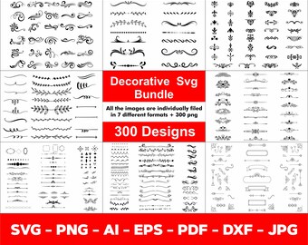 Decorative Elements SVG, Ornaments svg, Flourishes SVG, Swirls SVG, Text Divider Svg, Dividers Borders Svg,Png,Pdf,Ai,Eps,Dxf,Jpg