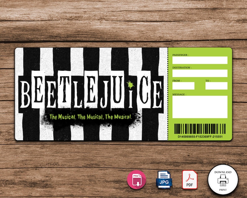 Beetlejuice Broadway Surprise Ticket Beetlejuice the Musical Etsy