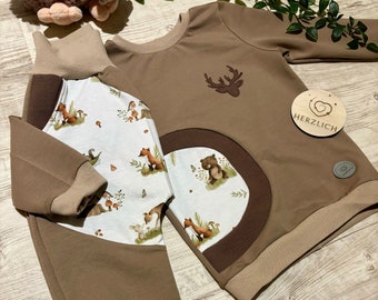 Children's clothing set "Between leaves and fir trees" HerzlichbySebastian