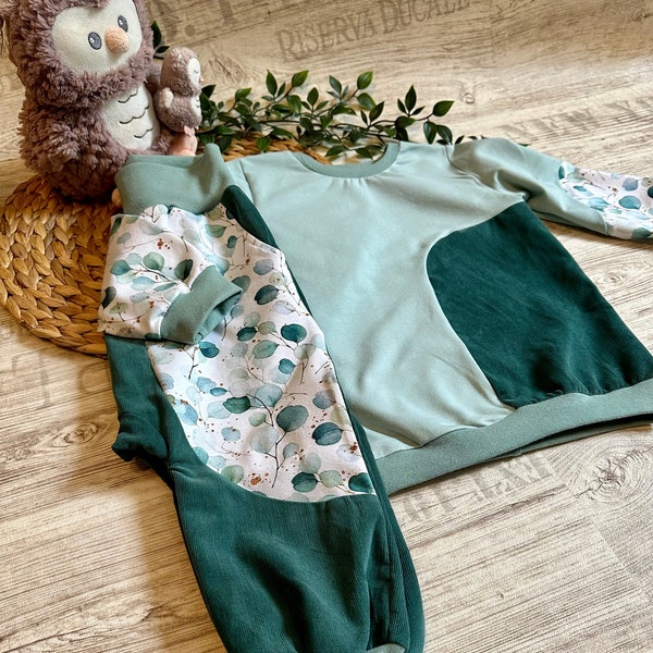 Kinderkleidung Set" Warmer Eukalyptus" Pulli Hose HerzlichbySebastian