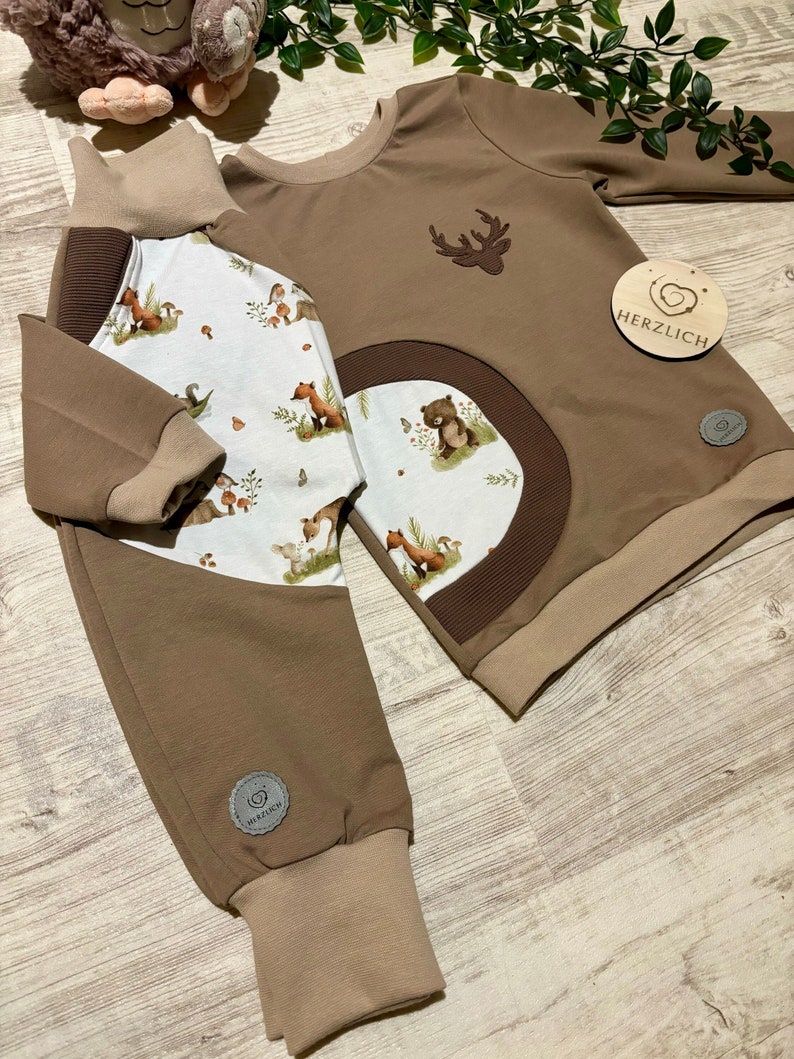 Kinderkleidung Set Zwischen Blättern und Tannen HerzlichbySebastian Pulli + Hose