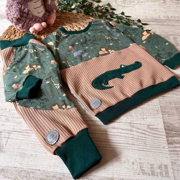 Children's clothing pants, sweater, set "Crocodile in the Nile" HerzlichbySebastian