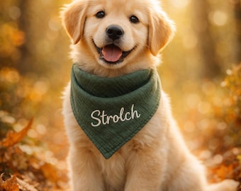 Hundehalstuch Musselin Dreiecks Tuch "Wild & Wuff" HerzlichbySebastian