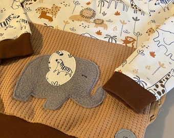 Kinderkleidung Pulli "Ein Elefant auf Safari" Handmade HerzlichbySebastian