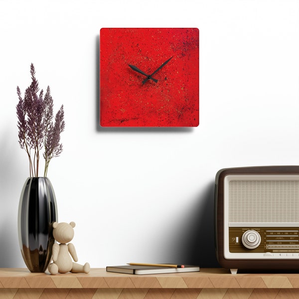 Red Wall Clock Etsy