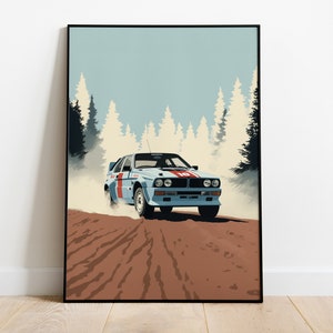 Lancia Delta Integrale Rally Poster - matte paper, gift, minimal, illustration, poster, car print, street art, birthday