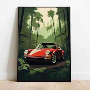 Porsche 911 Poster - matte paper, gift, minimal, illustration, poster, car print, street art, birthday, wall print, fathers day