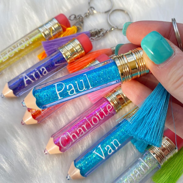 Glitter Pencil Keychain w/ Name