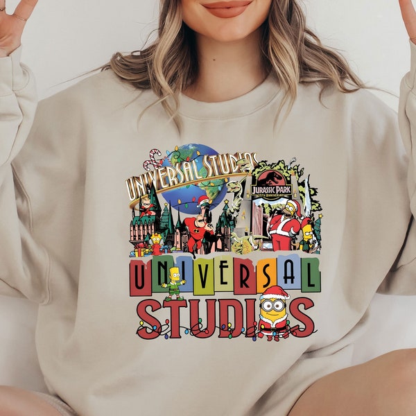 Universal Studious Sweatshirt, Vintage Universal Studios Group Sweatshirt, Family Vacation Sweatshirt, Cartoon Characters Sweatshirt