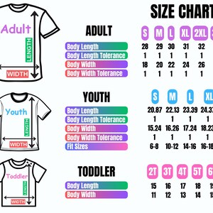 a t - shirt size chart for a child's body length chart