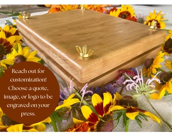 Blumenpresse Kit, personalisierte, handgemachte Blumenpresse Geschenkbox, massives Kirschholz, Homeschool, Wissenschaftsgeschenk, pädagogisch