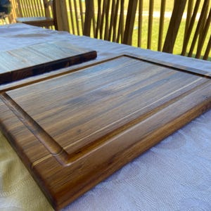 Thick, Large Cutting Board Set Made of Teak with a Juice Groove