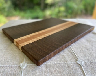 Handmade End-Grain Walnut Cutting or Charcuterie Board with Maple and Cherry Accents