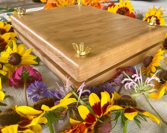 Flower Press, Personalized, Handmade, Solid Cherry Wood, Heirloom, Dried Flowers, Nature, Homeschool, Science Gift Educational, Gold Silver