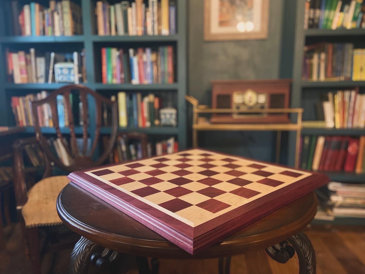 Handmade Chess Set, Purple Heart and Maple Chess Board, Purple Heart Board, Handmade Chess Board, Regulation Size Chess Board