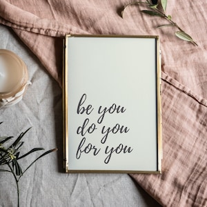 be you wall art, printable digital download, inspirational quote poster, feminine art print, beige and black typography, text art print