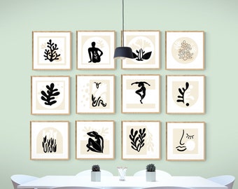 Matisse Art Prints Set of 12: Black, White & Tan Gallery Wall (Digital Download)