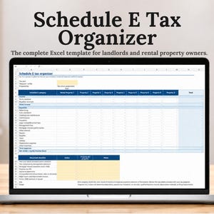 Schedule E Tax Organizer Excel Template | Rental Property Income & Expense Tracker | Landlord Tax Prep Spreadsheet | Up to 9 Properties