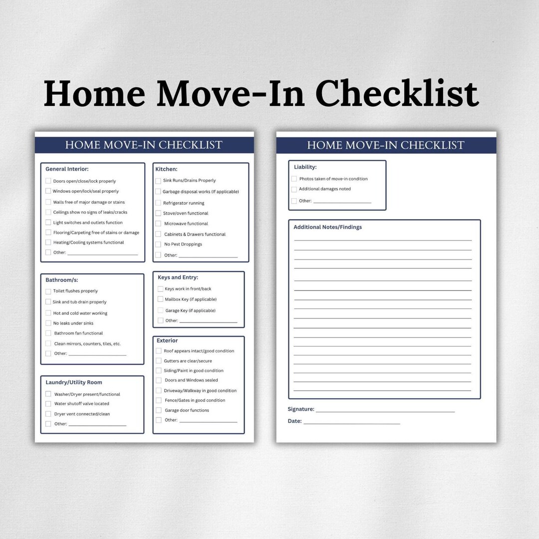 Home Inspection Checklist Printable: Move-in Walkthrough Form (PDF ...