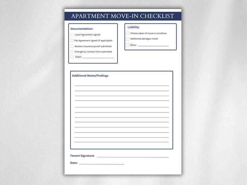 Apartment Inspection Checklist: Move-in/move-out Printable Form (PDF ...