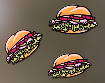 Aimant sandwich au poisson | Oignons, Bismarck, hareng, poisson, marché aux poissons, petits pains, cuisine, Hambourg, gourmet, réfrigérateur, voiture, aimants