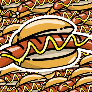 Bratwurst Roll Sticker | Sausage, Mustard, Snack, Bratwurst, Notebook, Food, Berlin, Souvenir, Sticker, Grill, Recipe, Laptop, Sticker