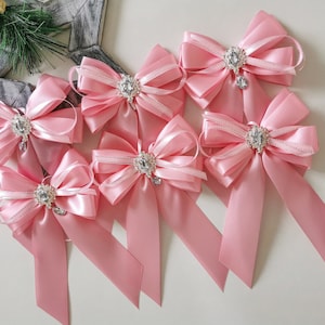 Pink Christmas tree bows/Luxury bows/set of 6 bows
