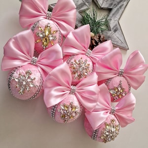 Strass Samt Weihnachtsschmuck/Rosa Weihnachtsschmuck/Rosa Christbaumkugeln/Luxus Weihnachtsdekor