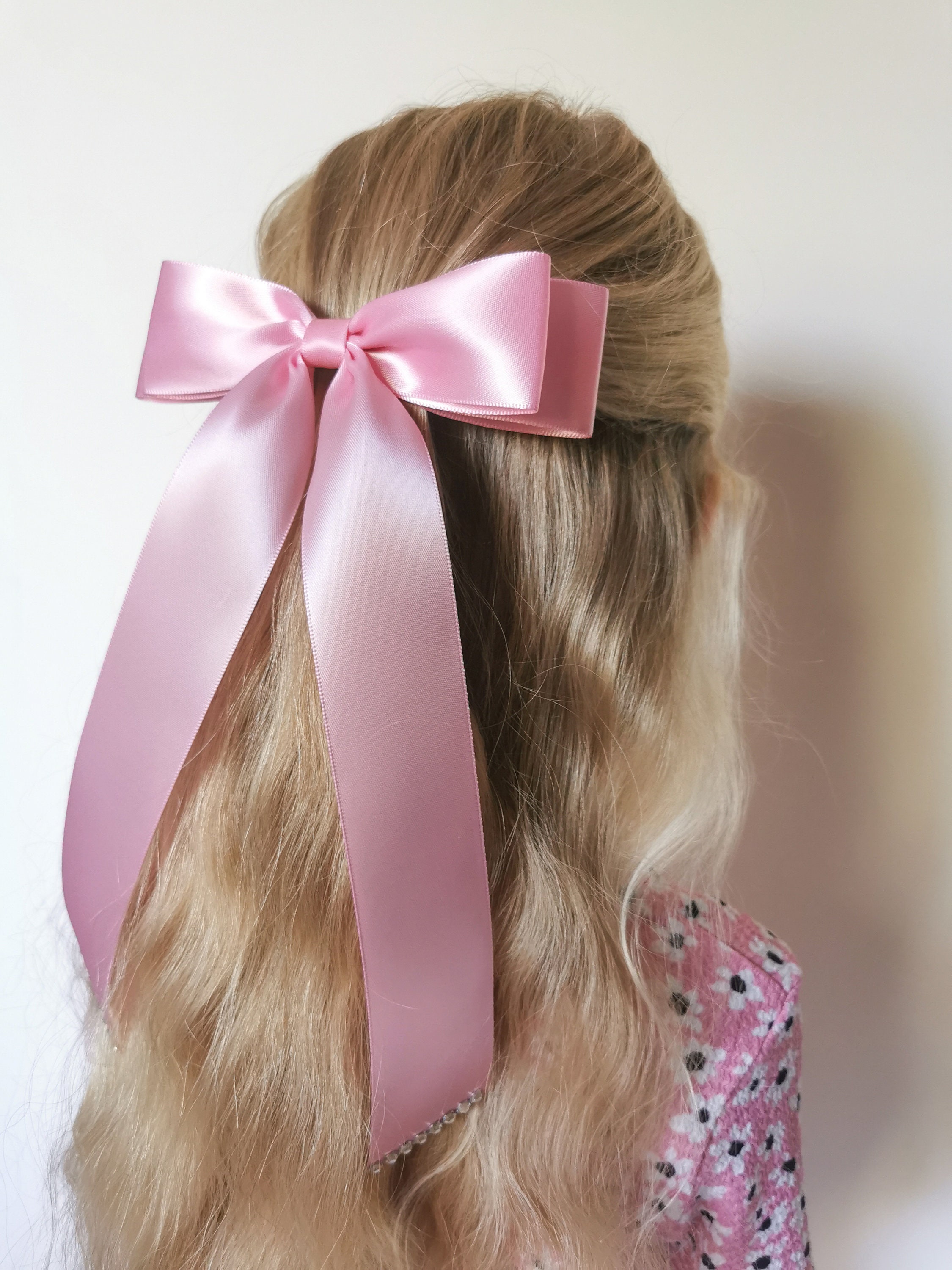 Pink Satin Hair Bow/barrette Hair Bow/hair Accesories 