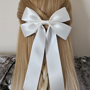 Satin Schleife/ivory Haarschleife/Braut Haarschleife/Schleife für lange Tails/übergroße Haarschleife
