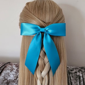 Türkis Satinschleife/Satin Haarschleife/türkisfarbene Haarschleife