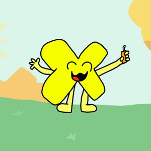 BFDI X handmade plushie, yellow letter X, Battle for Dream Island (BFB)  inspired